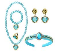 Arabic Princess Costume Accessory Set with Headscarf, Golden Necklace and Earrings for Girls - Perfect for Halloween and Role Play