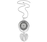 Arabic Style Black White Pattern Pendant Angel Wings Rotating Necklace Jewelry