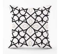 Arabic Style Pattern Outdoor Cushion Warren Reed - Designer Black 45cm x 45cm