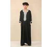 Arabic Thobes Boy's Moroccan Thobe Jubba Robe Eid Djellaba Gandoura in Black | Size: 11-12 Years Arabic Thobes Black 11-12 Years