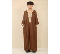 Arabic Thobes Boy's Moroccan Thobe Jubba Robe Eid Djellaba Gandoura in Brown | Size: 7-8 Years Arabic Thobes Brown 7-8 Years
