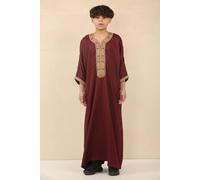 Arabic Thobes Boy's Moroccan Thobe Jubba Robe Eid Djellaba Gandoura in Burgundy | Size: 12-13 Years Arabic Thobes Burgundy 12-13 Years