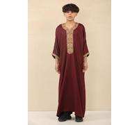 Arabic Thobes Boy's Moroccan Thobe Jubba Robe Eid Djellaba Gandoura in Burgundy | Size: 6-7 Years Arabic Thobes Burgundy 6-7 Years