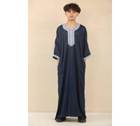 Arabic Thobes Boy's Moroccan Thobe Jubba Robe Eid Djellaba Gandoura in Mid Blue | Size: 13-14 Years Arabic Thobes Mid Blue 13-14 Years