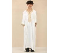 Arabic Thobes Boy's Moroccan Thobe Jubba Robe Eid Djellaba Gandoura in White | Size: 10-11 Years Arabic Thobes White 10-11 Years