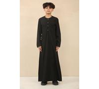 Arabic Thobes Boy's Omani Eid Thobe Saudi Emirati Jubba Robe in Black | Size: 8-9 Years Arabic Thobes Black 8-9 Years