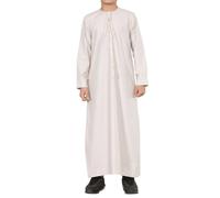 Arabic Thobes Boy's Thobe Emirati Jubba Islamic Clothing Kaftan Eid String Tassel in Beige | Size: 6-7 Years Arabic Thobes Beige 6-7 Years