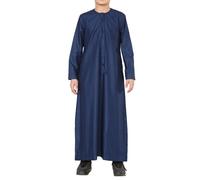 Arabic Thobes Boy's Thobe Emirati Jubba Islamic Clothing Kaftan Eid String Tassel in Navy | Size: 13-14 Years Arabic Thobes Navy 13-14 Years