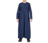 Arabic Thobes Boy's Thobe Emirati Jubba Islamic Clothing Kaftan Eid String Tassel in Navy | Size: 9-10 Years Arabic Thobes Navy 9-10 Years