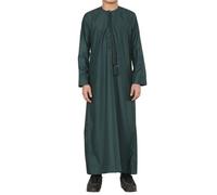 Arabic Thobes Boy's Thobe Emirati Jubba Islamic Clothing Kaftan Eid String Tassel in Olive | Size: 13-14 Years Arabic Thobes Olive 13-14 Years