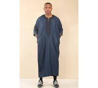 Arabic Thobes Men's Moroccan Thobe Djellaba Jubba Robe Eid in Blue | Size: 54L Arabic Thobes Blue 54L