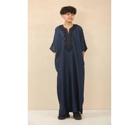 Arabic Thobes Men's Moroccan Thobe Djellaba Jubba Robe Eid in Mid Blue | Size: 14-15 Years Arabic Thobes Mid Blue 14-15 Years