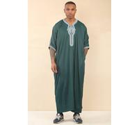 Arabic Thobes Men's Moroccan Thobe Jubba Robe Eid Djellaba Gandoura in Green | Size: 54L Arabic Thobes Green 54L