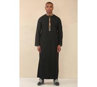 Arabic Thobes Men's Omani Eid Thobe Saudi Emirati Jubba Robe in Black | Size: 58L Arabic Thobes Black 58L