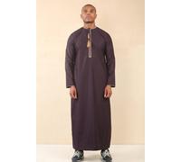 Arabic Thobes Men's Omani Eid Thobe Saudi Emirati Jubba Robe in Blue | Size: 56L Arabic Thobes Blue 56L