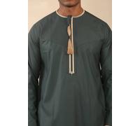 Arabic Thobes Men's Omani Eid Thobe Saudi Emirati Jubba Robe in Green | Size: 52L Arabic Thobes Green 52L