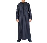 Arabic Thobes Men's Thobe Emirati Islamic Jubba Robe Eid Tassel Regular Fit in Black | Size: Small Arabic Thobes Black S