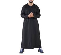 Arabic Thobes Men's Thobe Jubba Saudi Islamic Arab Eid Emirati Kaftan Jubbah Tassel Robe in Black | Size: 2XL Arabic Thobes Black 2XL