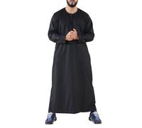 Arabic Thobes Men's Thobe Jubba Saudi Islamic Arab Eid Emirati Kaftan Jubbah Tassel Robe in Black | Size: XL Arabic Thobes Black XL