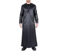 Arabic Thobes Men's Thobe Robe Satin Emirati Islamic Jubba Eid Regular Fit in Black | Size: XL Arabic Thobes Black XL