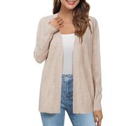 Arach&Cloz Cardigans for Women UK Wool Blend V Neck Ladies Long Cardigans Open Front Knit Outwear (Apricot, S)