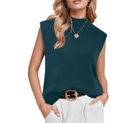 Arach&Cloz Tank Tops Women UK Sleeveless Knitted Jumper Comfy Vest Top Summer Autumn Casual Business Outfits Green, Medium