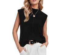 Arach&Cloz Vest Tops Women UK Summer Tank Top Sleeveless Comfy Knitted Jumper Casual Business Outfits Black, M