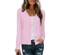 Arach&Cloz Women's Cardigans Long Sleeve Lightweight Ladies Tops Button Down V Neck Shrugs Knitwear