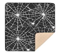 Arachnid Web Black Pattern Large Sturdy Baby Play Mat for Indoor Outdoor Waterproof Tummy Time Activity Mat for Babies Infants Toddlers, 50'' x 50''