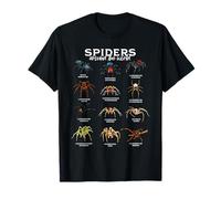 Arachnids and Spiders Designs Spider-themed T-Shirt - Black, Long Sleeve, Classic Fit, Small, Unisex, Spider Species, Girls, Birthday
