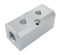 Aracombie 2 Way 4 Port Air Compressor Manifold Block, Aluminum Air Hose Inline Manifold Block Splitter, 1/2 Inch NPT Threads, 40 x 40mm High Flow