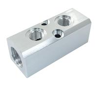 Aracombie 2 Way 4 Port Air Compressor Manifold Block, Aluminum Air Hose Inline Manifold Block Splitter, 1/2 Inch NPT Threads, 30 x 30mm Medium Flow