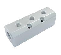 Aracombie 3 Way 5 Port Air Compressor Manifold Block, Aluminum Air Hose Inline Manifold Block Splitter, 1/2 Inch NPT Threads, 40 x 40mm High Flow