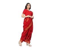 Aradhana Fashions Pvt. Ltd. Women's Cotton Woven Nauvari Saree With Blouse Piece, Red, One Size