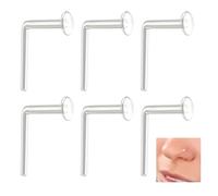 Aradoea 20g 0.8mm L-Shaped Acrylic Nose Stud Clear Nostril Septum Retainer Jewelry Keeper Rings Small Flexible L Shape Bend Hide Piercing Flat Nose Lip Ear Tongue Hoop (6)