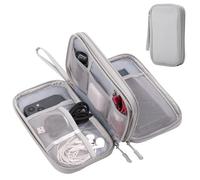 Arae Electronic Accessories Organizer, Travel Essentials Cable Bag with Double-Layer Storage for Cables, Cards, Chargers (Grey, S)