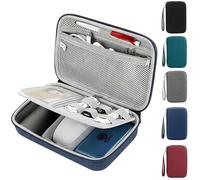 Arae Hard EVA Electronics Travel Organizer Case - Tech Pouch for Power Bank, Cables, Charger & Hard Drive - Waterproof Portable Storage Bag (Dark Blue, L)