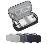 Arae Soft Canvas Tech Pouch - Cable & Charger Organizer with Removable Dividers | Compact Single-Layer Storage for Power Bank, Cords & Accessories | 25x12x6.5cm | Black