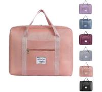 Arae Travel Duffle Bag Ryanair Approved Cabin Bag, Foldable Water-Resistant Underseat Luggage Trolley, 40x20x25cm Lightweight Overnight Weekend Travel Suitcase for Women Men, Pink