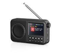 Arafuna DAB Radio with Bluetooth, Portable Digital Radio DAB/DAB+/FM, 2.4" Colour Display, 60 Presets, Rechargeable, Dual Alarm Clock, Small Kitchen Radio for Home & Bedroom, Black