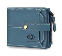 ARAGON Full Grain Leather Wallet for Men | Heavy Duty Stitching | Handcrafted | Genuine Hunting Leather | Zipper Wallet with 12 Card Slots | 2 Slots, Blue Hunter, Vintage