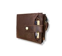ARAGON Top Grain Leather Wallet for Men |RFID Blocking I Ultra Strong Stitching | Handcrafted | Genuine Hunter Leather | Zip Wallet with 12 Card Slots | 2 ID Slots, BROWN, Vintage