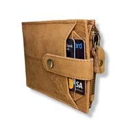 ARAGON Top Grain Leather Wallet for Men |RFID Blocking I Ultra Strong Stitching | Handcrafted | Genuine Hunter Leather | Zip Wallet with 12 Card Slots | 2 ID Slots, TAN, Vintage
