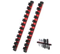 ARAINY 2PCS Magnetic Screwdriver Organizer, Magnetic Screwdriver HolderAluminum Alloy Rail Tool Holder, Fits Up to 24 Screwdrivers (Red)