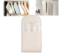 ARAINY Space Saving Hanging Garment Bag with Self Compression Zipper, 2025 New Space Saver Clothes Storage Organizer, Dust Cover Clothes Bags for Down Coat Suit Dress or Jacket (Beige, L)