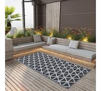 Arakil Outdoor Rug Black 120 x 180 cm Polypropylene Weatherproof Waterproof Non-Slip Easy Care with Jacquard Pattern for Balcony Patio Garden Camping Picnic