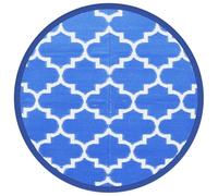 Arakil Outdoor Rug Blue Diameter 160 cm Polypropylene Weatherproof Waterproof Foldable Reversible Easy Care for Balcony Patio Garden Picnic Blanket Camping Rug