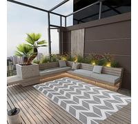 Arakil Outdoor Rug Grey 160 x 230 cm Polypropylene Weatherproof Waterproof Non-Slip Easy to Clean Foldable with Double-Sided Jacquard Pattern for Balcony Patio Garden