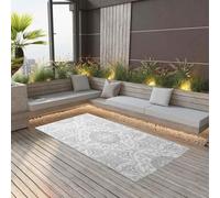 Arakil Outdoor Rug Light Grey 160 x 230 cm Polypropylene Weatherproof Non-Slip and Easy to Clean with Double-Sided Jacquard Pattern for Balcony Patio Garden and Camping
