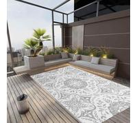 Arakil Outdoor Rug, Light Grey, 190 x 290 cm, Polypropylene, Weatherproof, Non-Slip, Waterproof, Balcony Rug, Patio Rug with Jacquard Pattern for Garden, Camping, Picnic Blanket